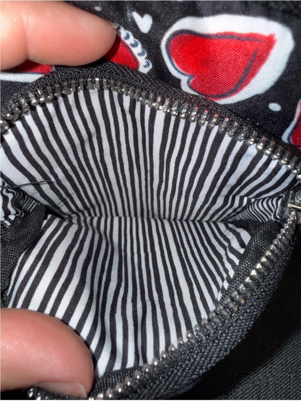 Brighton Black Crossbody Bag with Red and White Hearts - Picture 4 of 7